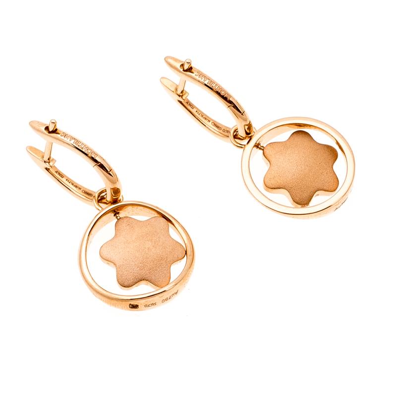 Montblanc Ohrringe mit drehbarem Perlmutt-Emblem aus 18 Karat Roségold 2
