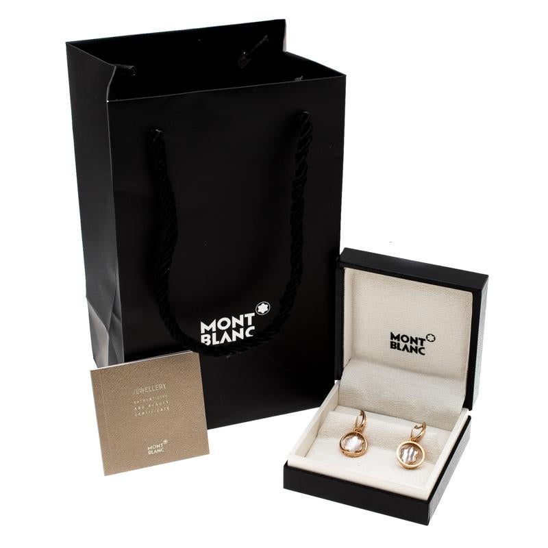 Montblanc Ohrringe mit drehbarem Perlmutt-Emblem aus 18 Karat Roségold 3
