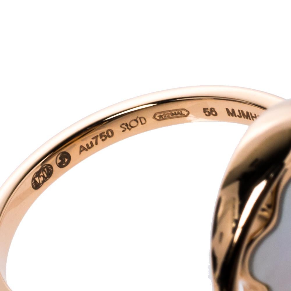 Montblanc Rotating Emblem Mother of Pearl 18K Rose Gold Ring Size 56 1