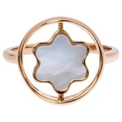 Montblanc Rotating Emblem Mother of Pearl 18K Rose Gold Ring Size 56