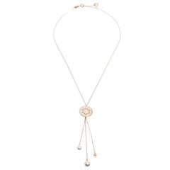 Montblanc Signet Mother of Pearl Diamond 18k Rose Gold Tassel Pendant Necklace