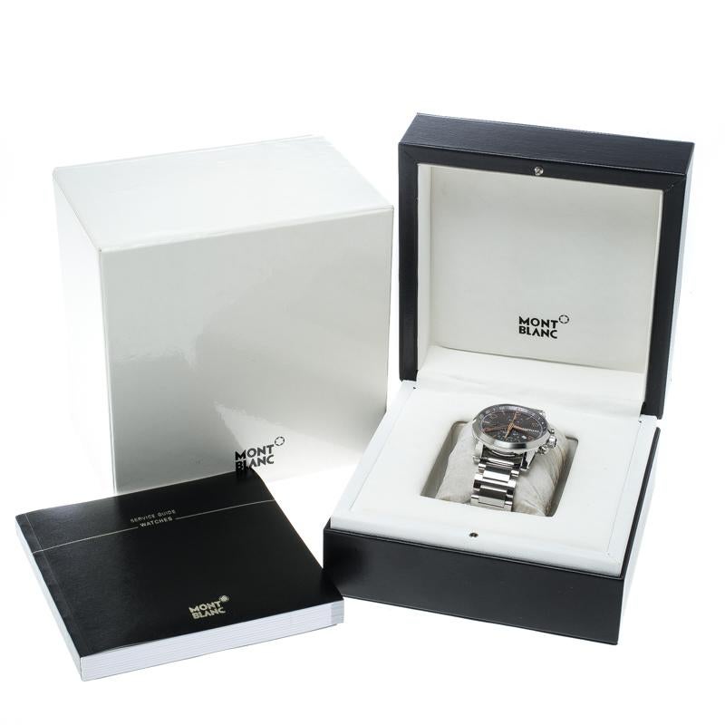 Contemporary Montblanc Silver Grey Stainless Steel Timewalker UTC Chronograph 7221 Wristwatch