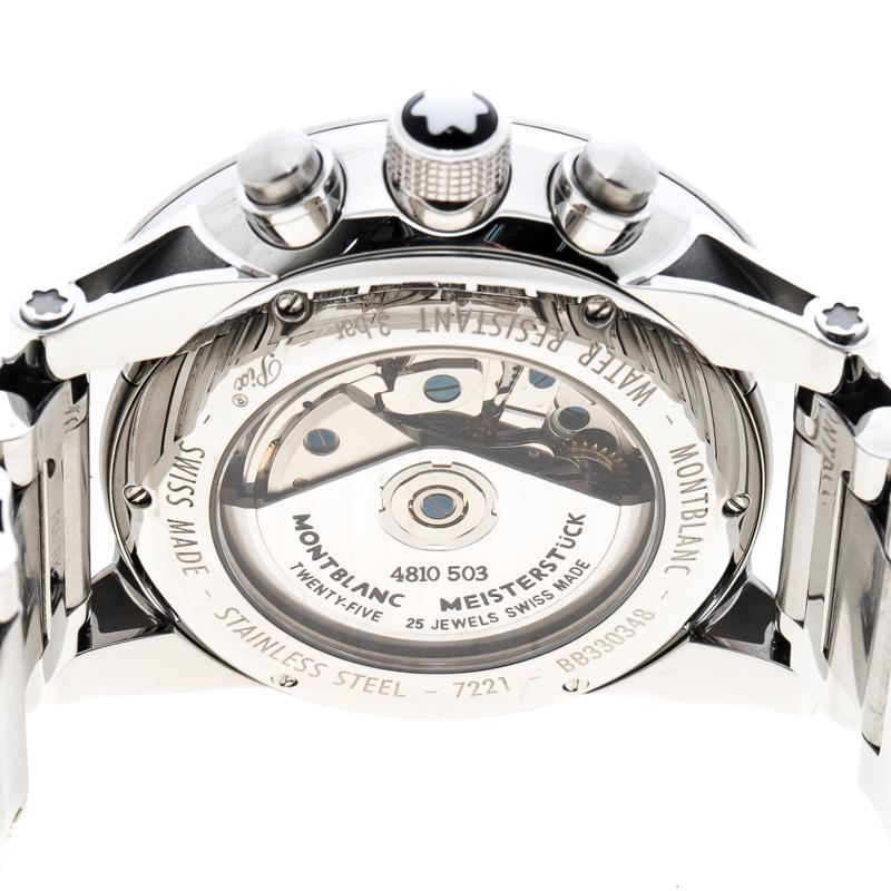 Montblanc Silver Grey Stainless Steel UTC Chronograph 7221 Men's Wriswatch 43 mm In Good Condition In Dubai, Al Qouz 2