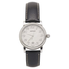 Montblanc Silver Stainless Steel Leather Star 7042 Women's Wristwatch 31 mm