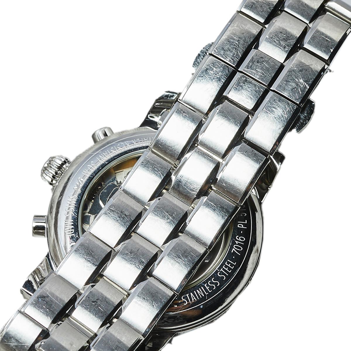 Contemporary Montblanc Silver Stainless Steel Meisterstuck 7016 Men's Wristwatch 38 mm