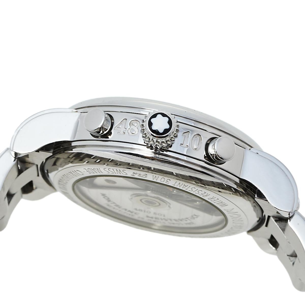 Montblanc Silver Stainless Steel Meisterstuck 7016 Men's Wristwatch 38 mm 1