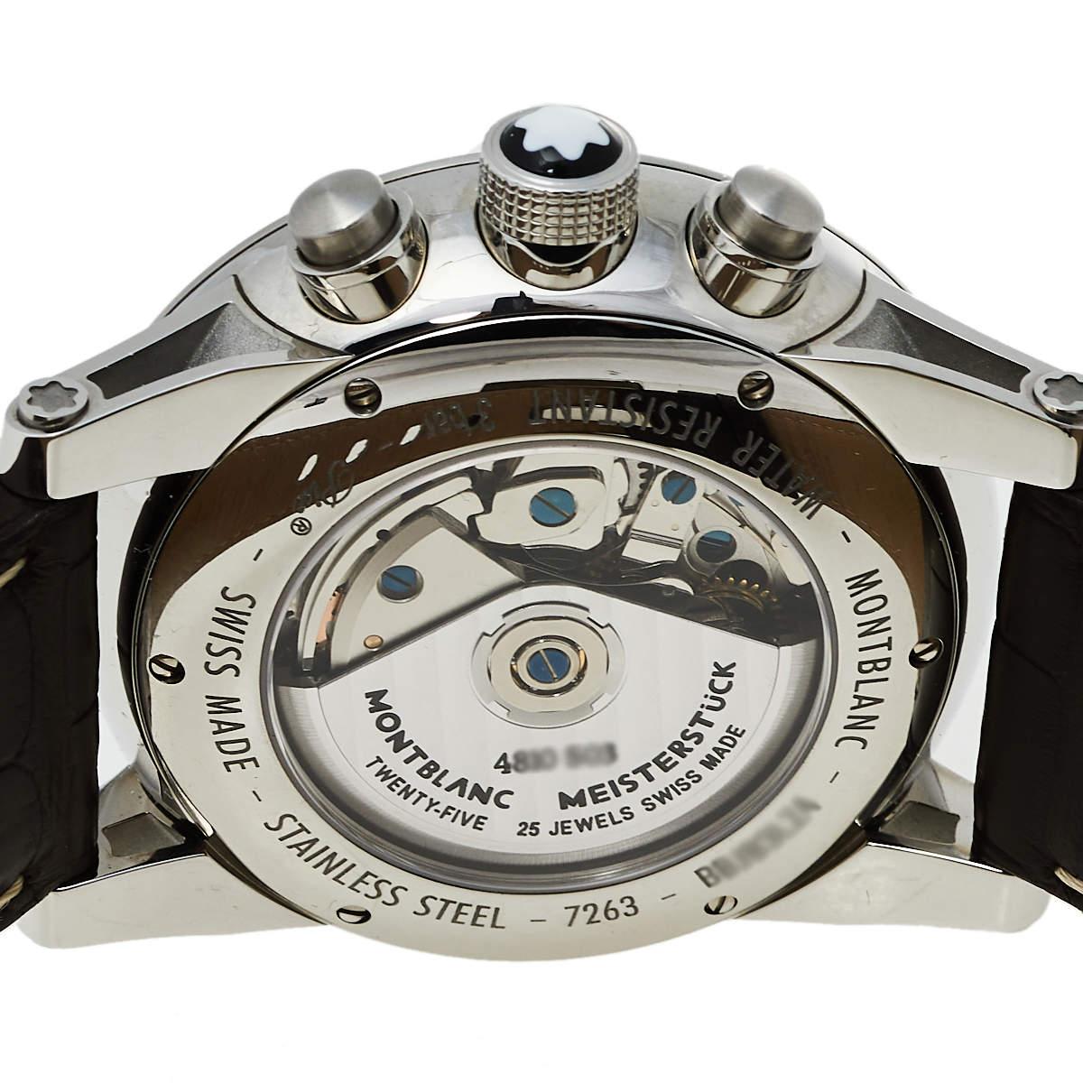 Montblanc Silver Stainless Steel Timewalker Chronograph 7263 Men's Wristwatch 43 In Good Condition In Dubai, Al Qouz 2