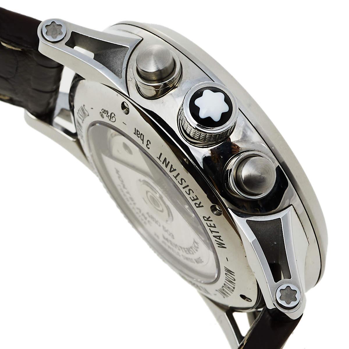 Women's Montblanc Silver Stainless Steel Timewalker Chronograph 7263 Men's Wristwatch 43