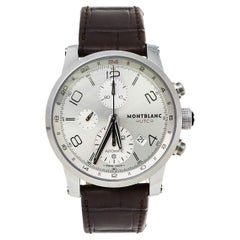 Used Montblanc Silver Stainless Steel Timewalker Chronograph 7263 Men's Wristwatch 43