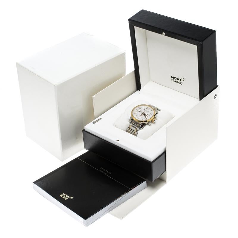Montblanc Silver Stainless Steel & Yellow Gold Timewalker Chronograph Wristwatch 2