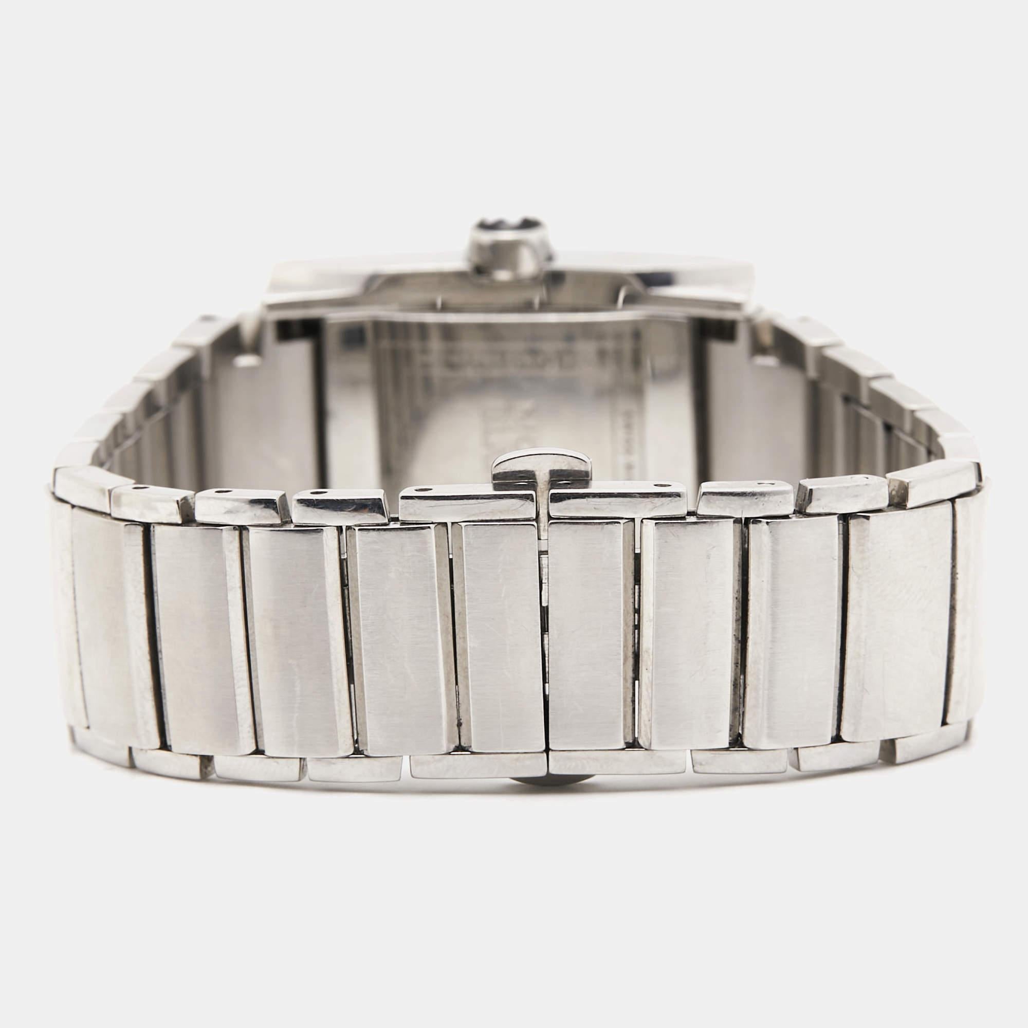 Contemporary Montblanc Silver Steel Steel Profile 7048 Unisex Wristwatch 29 mm