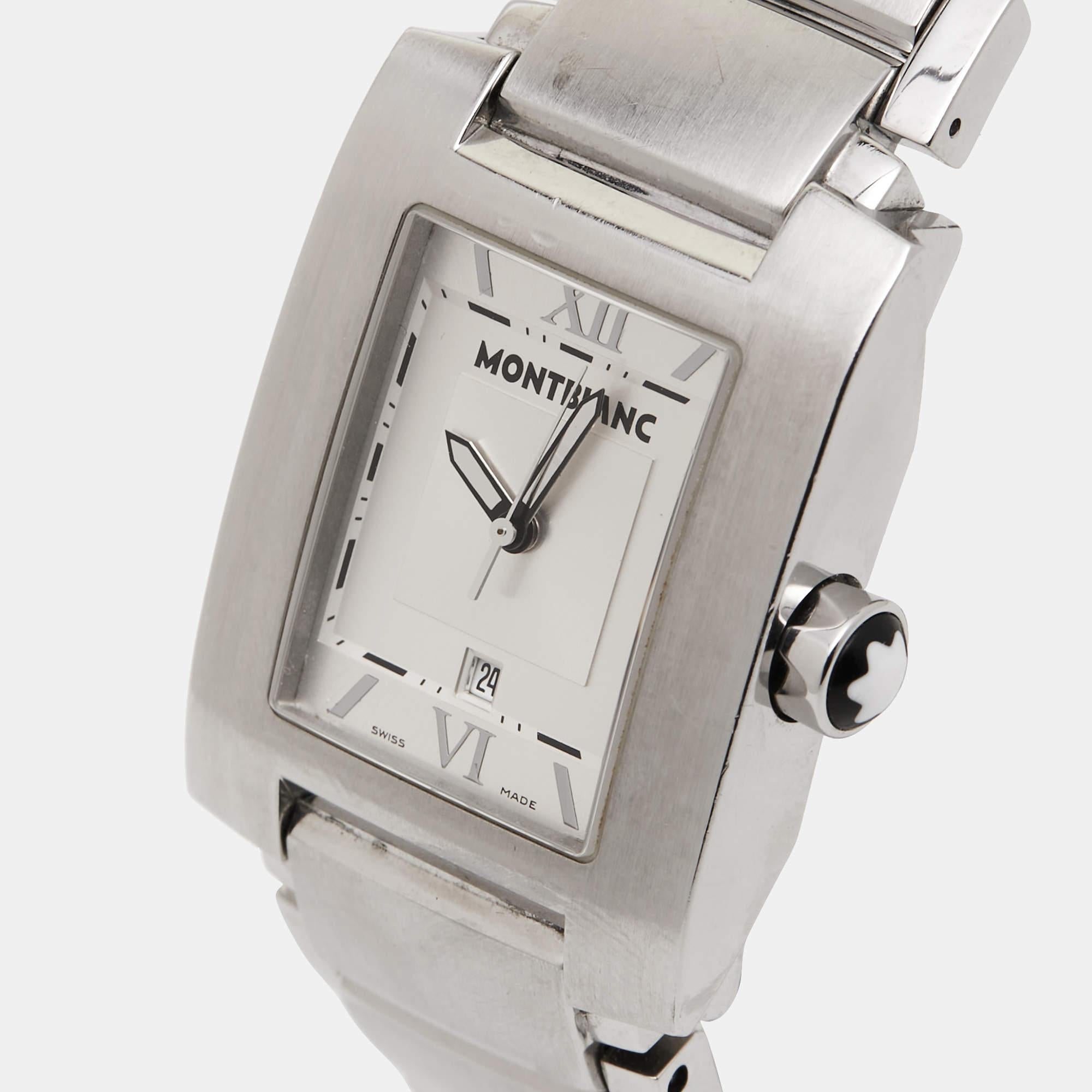 Men's Montblanc Silver Steel Steel Profile 7048 Unisex Wristwatch 29 mm