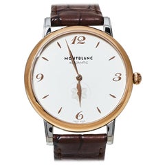 Montblanc Silver White 18K Rose Gold Stainless Steel Leather Star Classique Men'