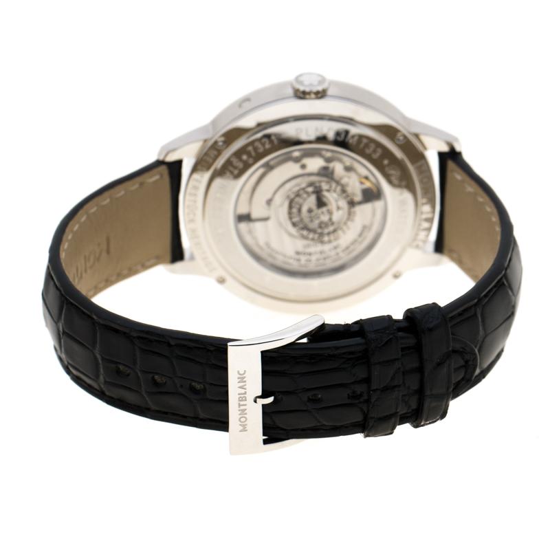 Montblanc Silver White Stainless Steel Heritage Spirit 111620 Men's Wristwatch 4 In Good Condition In Dubai, Al Qouz 2