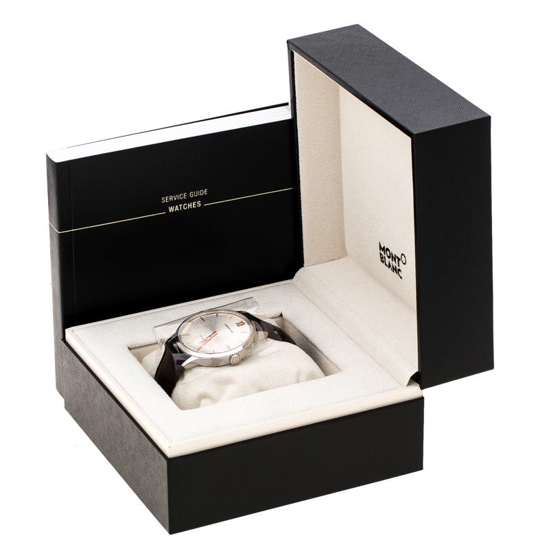 Montblanc Silver White Stainless Steel Heritage Spirit 7299 Men's Wristwatch 41 3