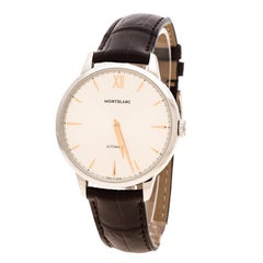Montblanc Silver White Stainless Steel Heritage Spirit 7299 Men's Wristwatch 41