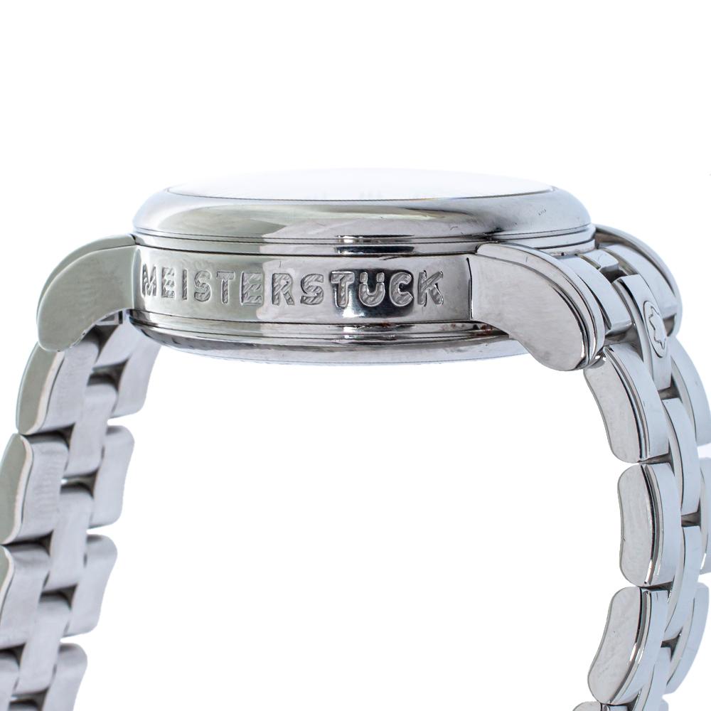 Montblanc Silver White Stainless Steel Meisterstuck 7016 Men's Wristwatch 37 mm In Good Condition In Dubai, Al Qouz 2
