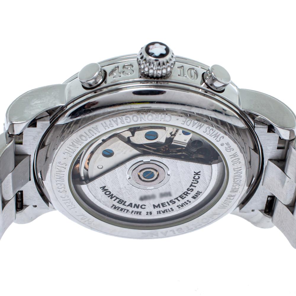 Montblanc Silver White Stainless Steel Meisterstuck 7016 Men's Wristwatch 37 mm 1