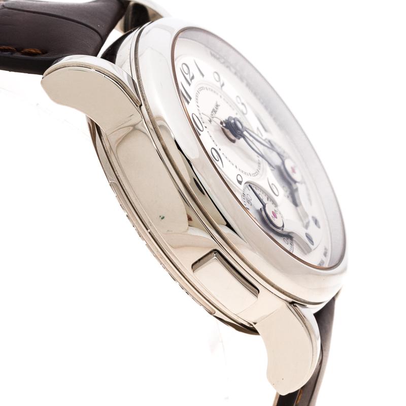 Montblanc Silver White Stainless Steel Nicolas Rieussec 7138 Men's Wristwatch 42 In Excellent Condition In Dubai, Al Qouz 2