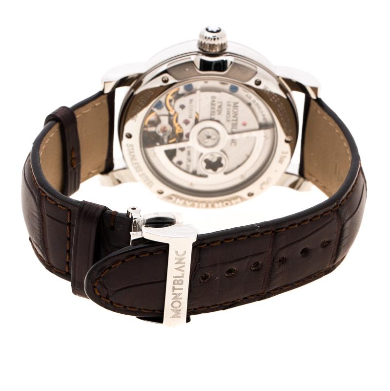 Montblanc Silver White Stainless Steel Nicolas Rieussec 7138 Men's Wristwatch 42 1