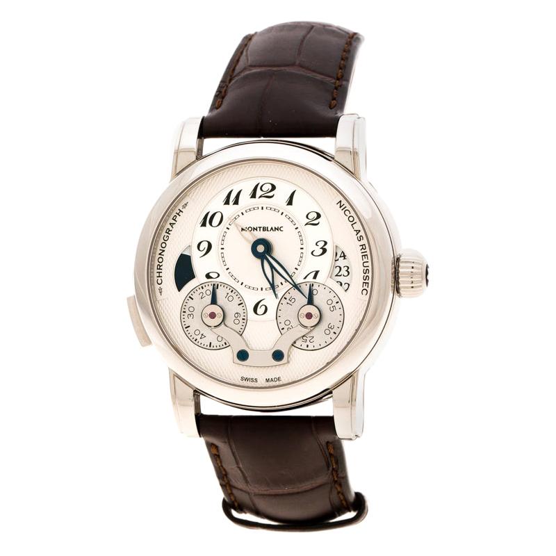 Montblanc Silver White Stainless Steel  Rieussec 7138 Men's Wristwatch 42 mm