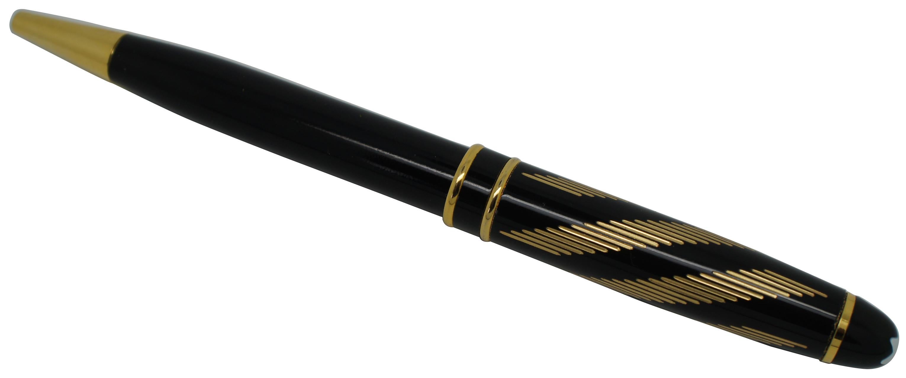 Montblanc Solitaire Gold & Black Diagonal Stripe Ballpoint Pen In Good Condition In Dayton, OH