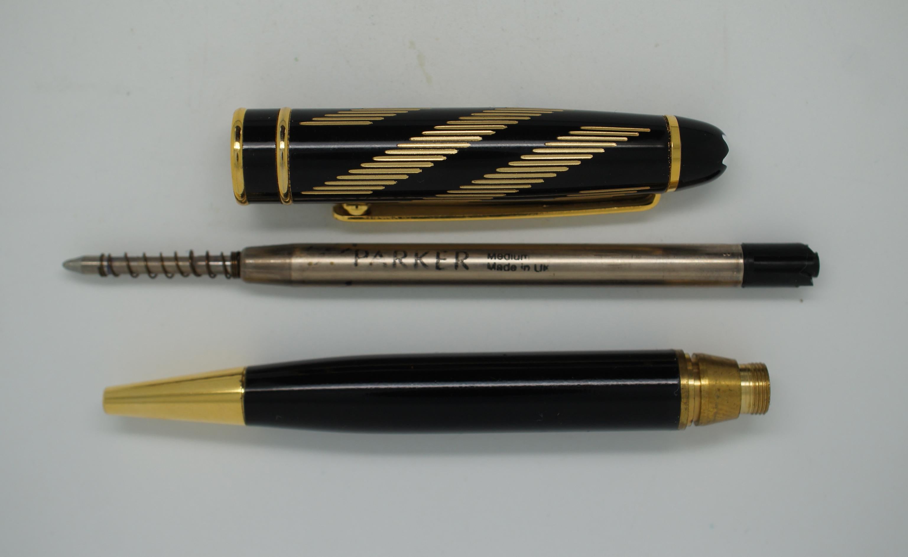 Montblanc Solitaire Gold & Black Diagonal Stripe Ballpoint Pen 2