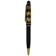 Montblanc stylo à bille solitaire en or et noir à motif géométrique en diamants