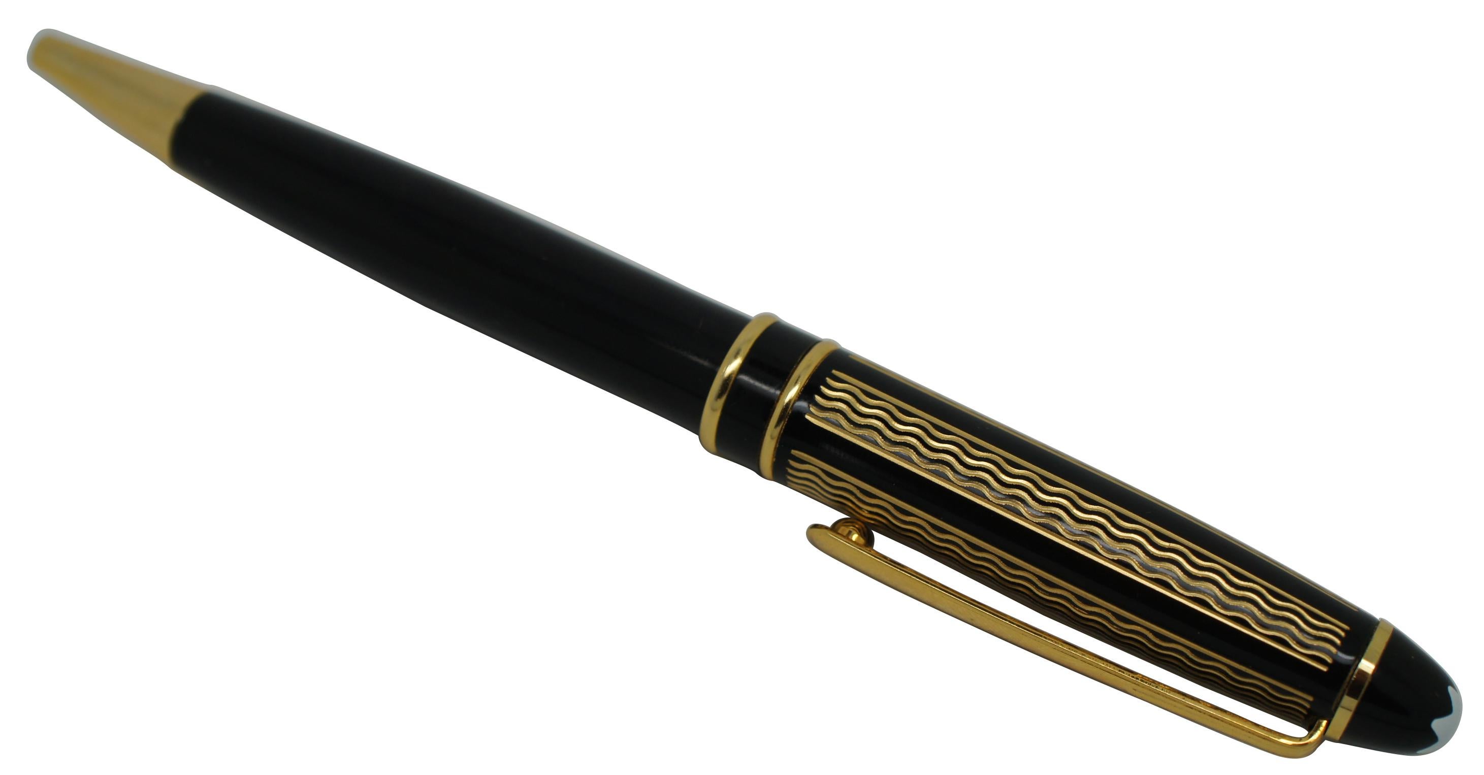 Montblanc Solitaire Gold & Black Ripple Stripe Ballpoint Pen In Good Condition In Dayton, OH
