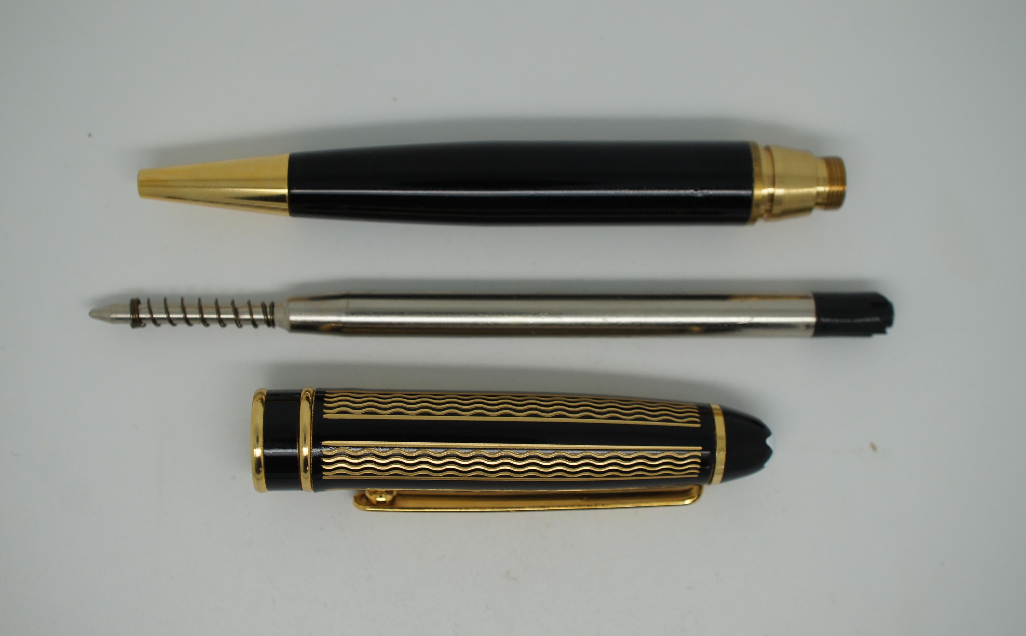 Montblanc Solitaire Gold & Black Ripple Stripe Ballpoint Pen 2