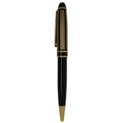 Retro Montblanc Solitaire Gold & Black Ripple Stripe Ballpoint Pen
