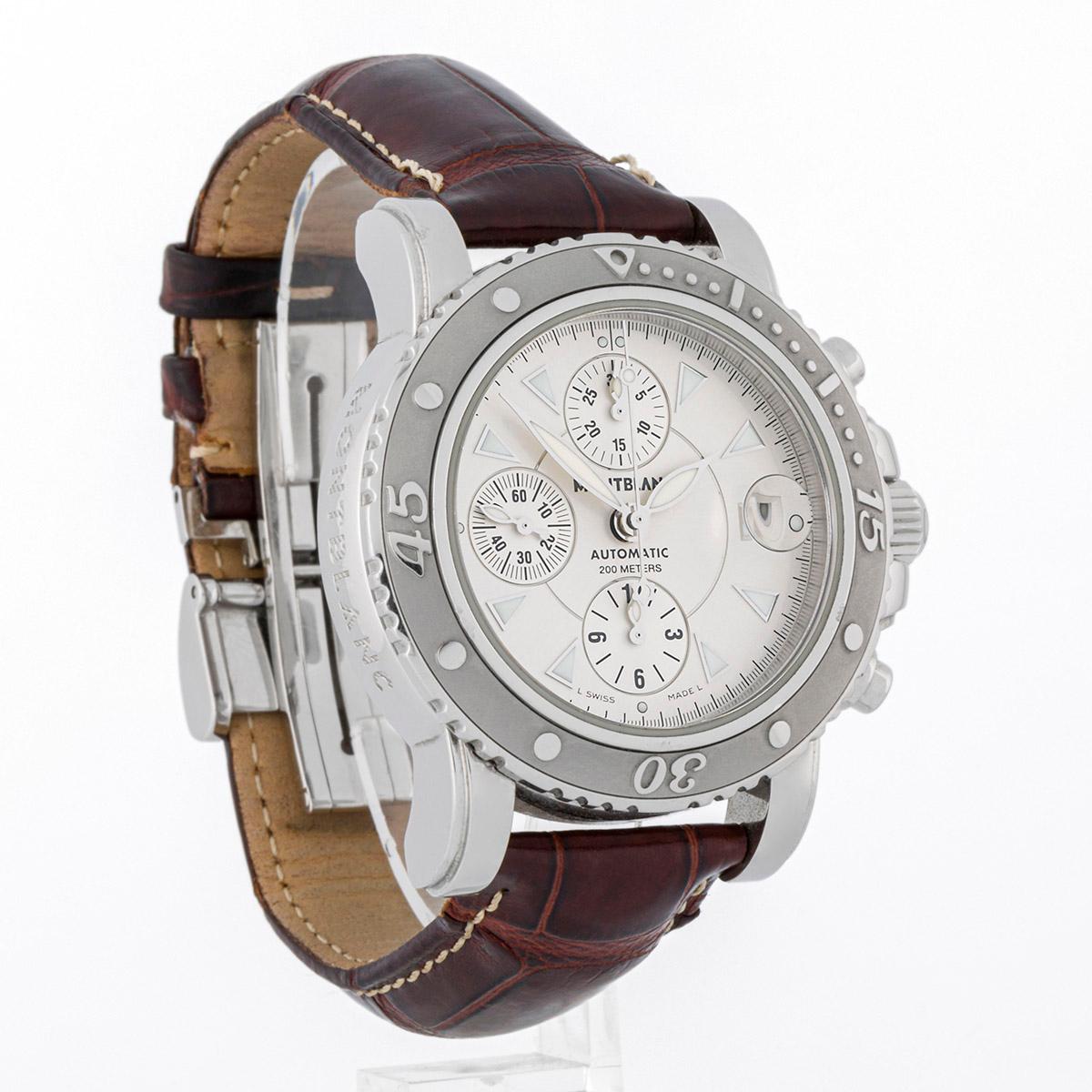 Contemporaneo Montblanc Sport Chronograph steel case and leather bracelet in vendita