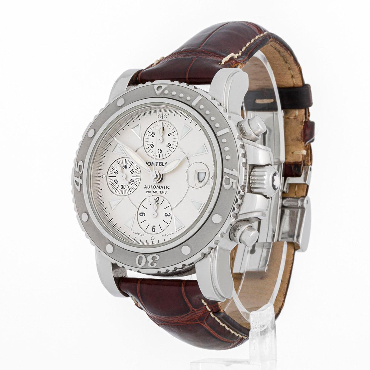Montblanc Sport Chronograph steel case and leather bracelet In condizioni buone in vendita a MADRID, ES