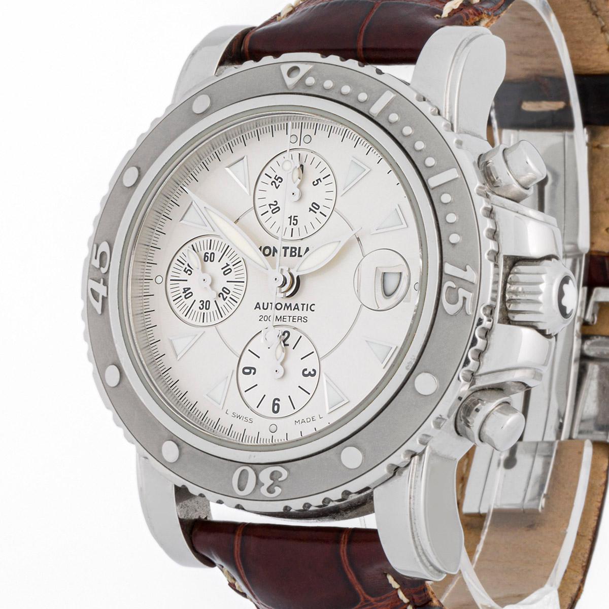 Uomo Montblanc Sport Chronograph steel case and leather bracelet in vendita