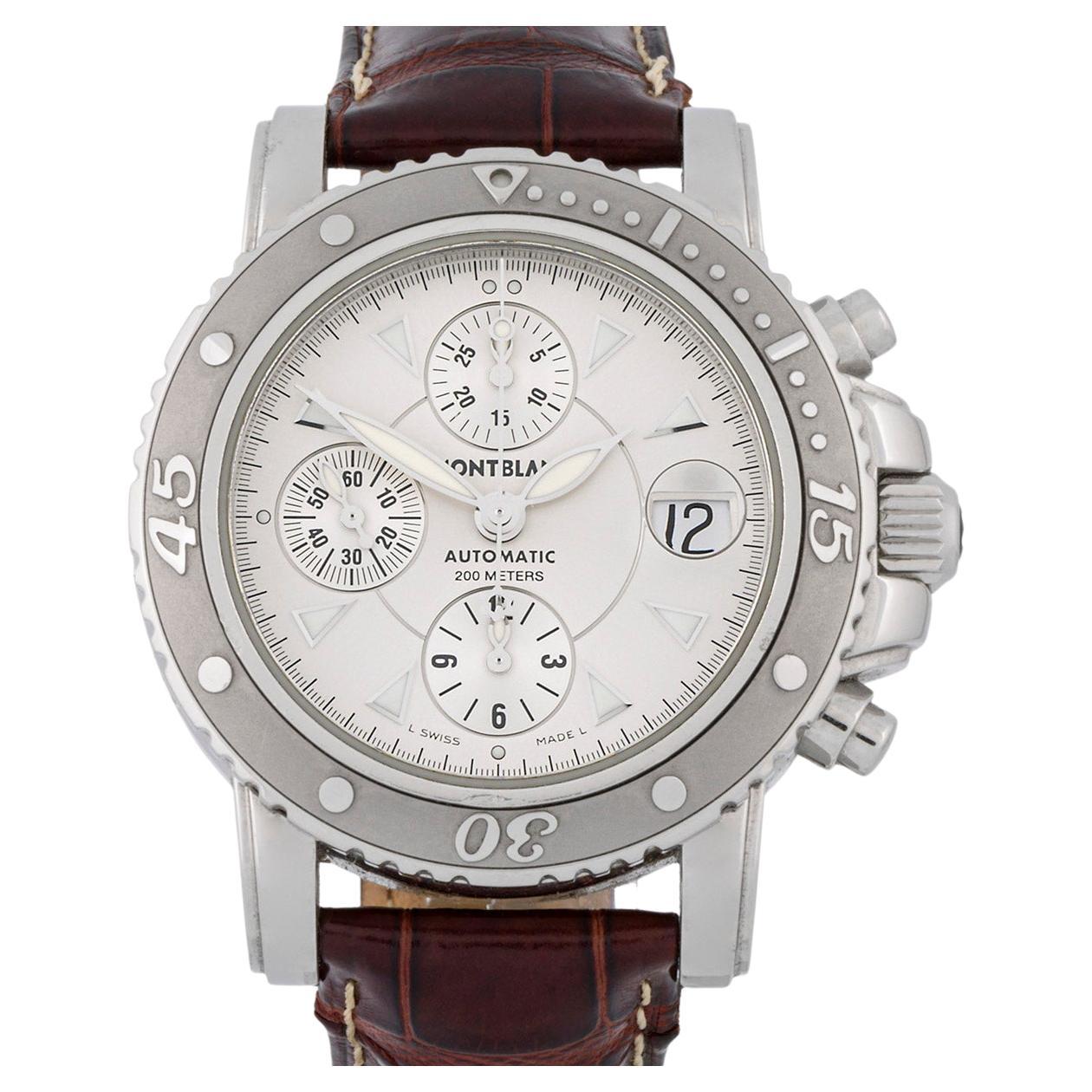 Montblanc Sport Chronograph steel case and leather bracelet