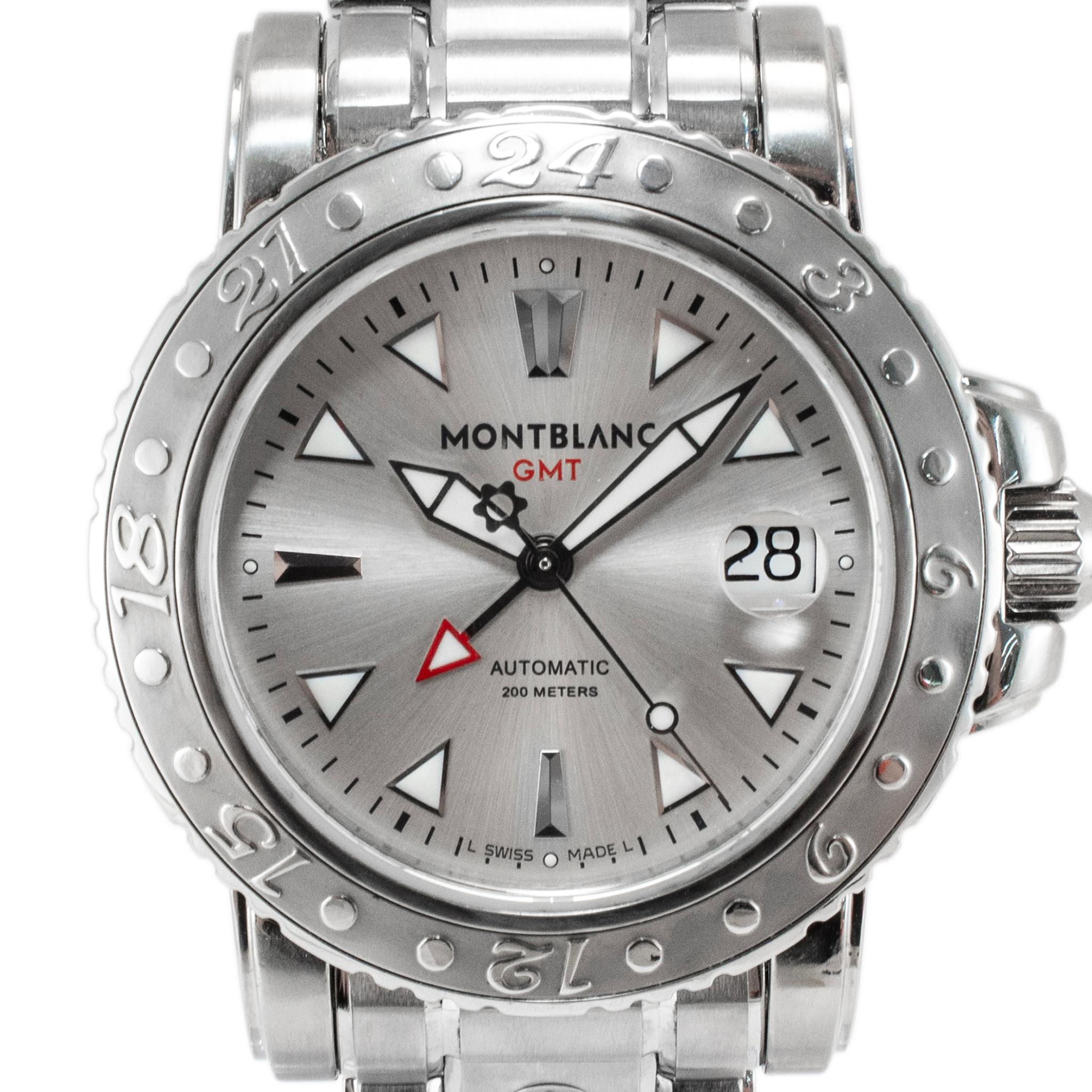 Marque : Montblanc

Genre : Hommes

Type de métal : Acier inoxydable

Diamètre : 41,00 mm

Poids : 199,00 grammes

MONT BLANC Montre-bracelet MONT BLANC en acier inoxydable pour homme, de fabrication suisse, avec boîte d'origine. La marque (ou