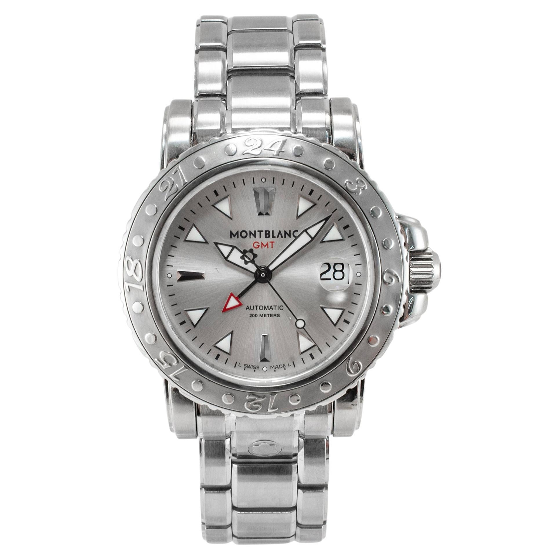 Montblanc Sport Gmt 41MM 7061 Stainless Steel Silver Dial Automatic Watch en vente