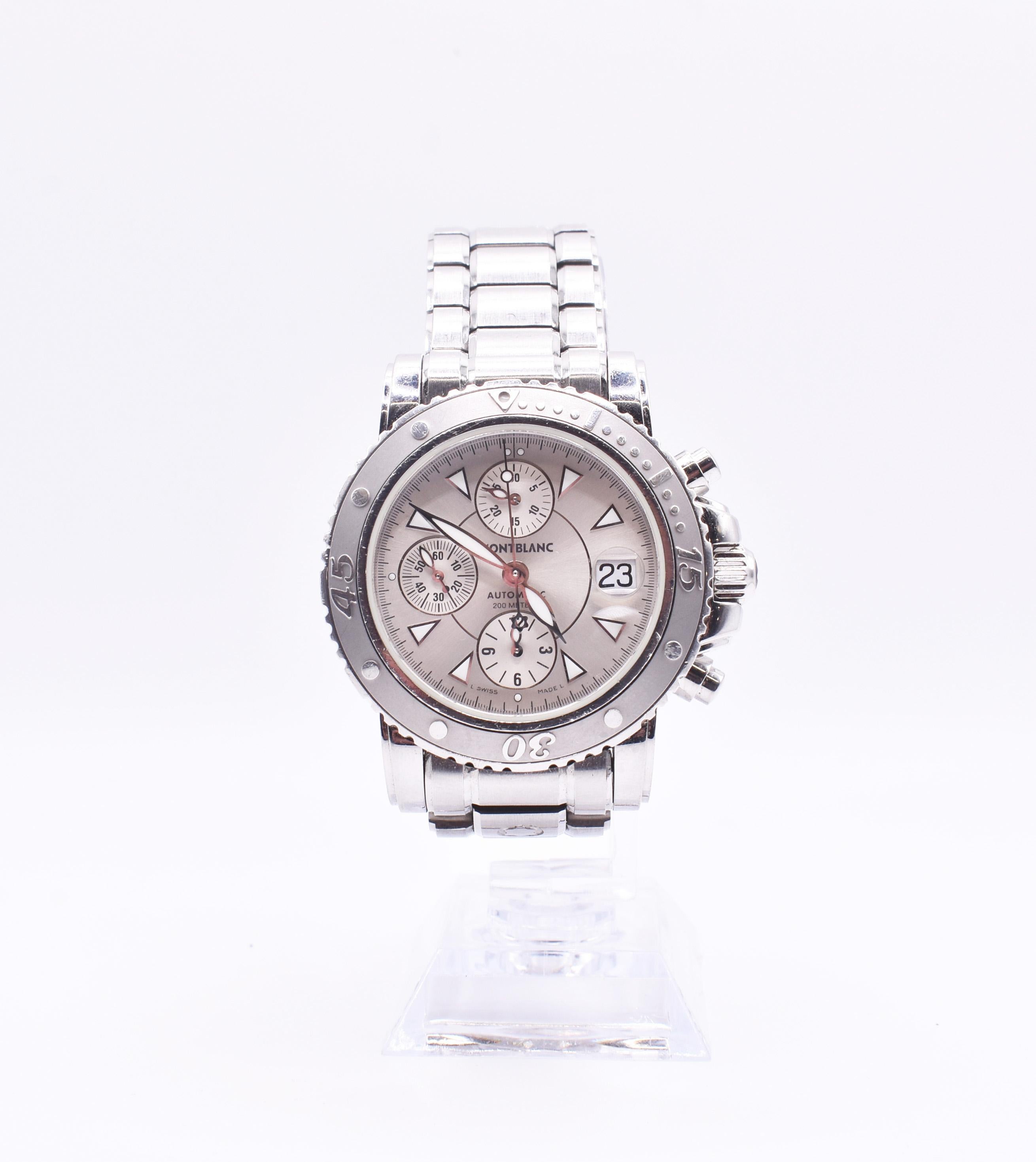 Montblanc Meisterstück Sport Chronograph Automatic Ref. 7034

En 1997, Montblanc dévoile sa première collection de montres. La marque a voulu que le style de ces montres reflète l'esthétique des instruments d'écriture de Montblanc, à savoir le