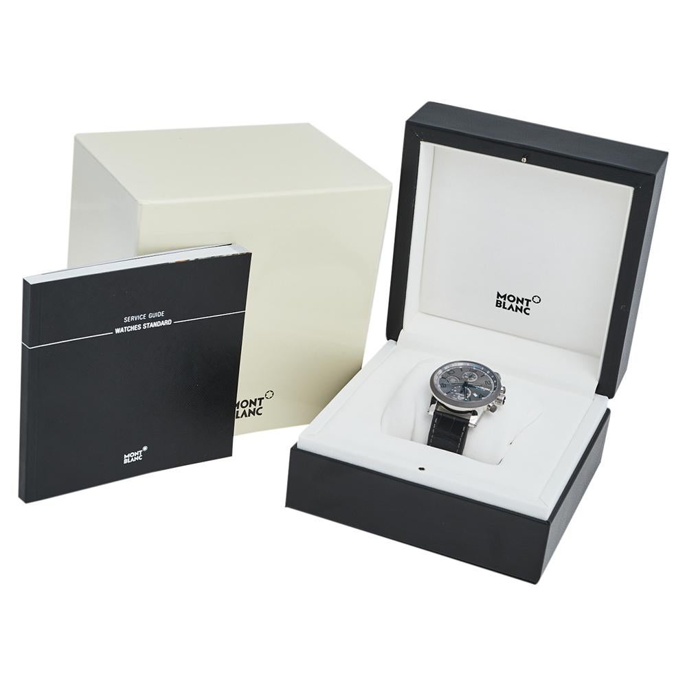 Montblanc Stainless Steel Titanium Leather ChronoVoyager Men's Wristwatch 43 mm 1