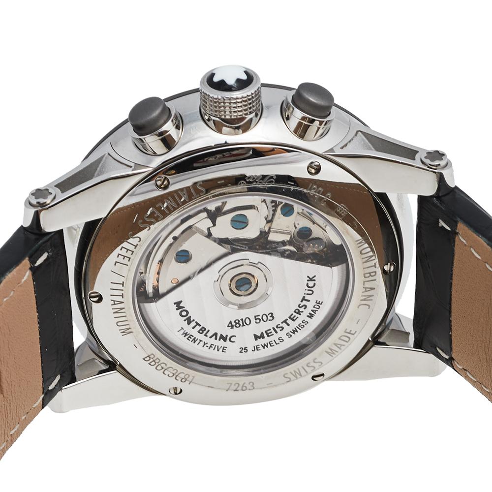 Montblanc Stainless Steel Titanium Leather ChronoVoyager Men's Wristwatch 43 mm 3