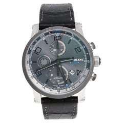 Montblanc Stainless Steel Titanium Leather ChronoVoyager Men's Wristwatch 43 mm