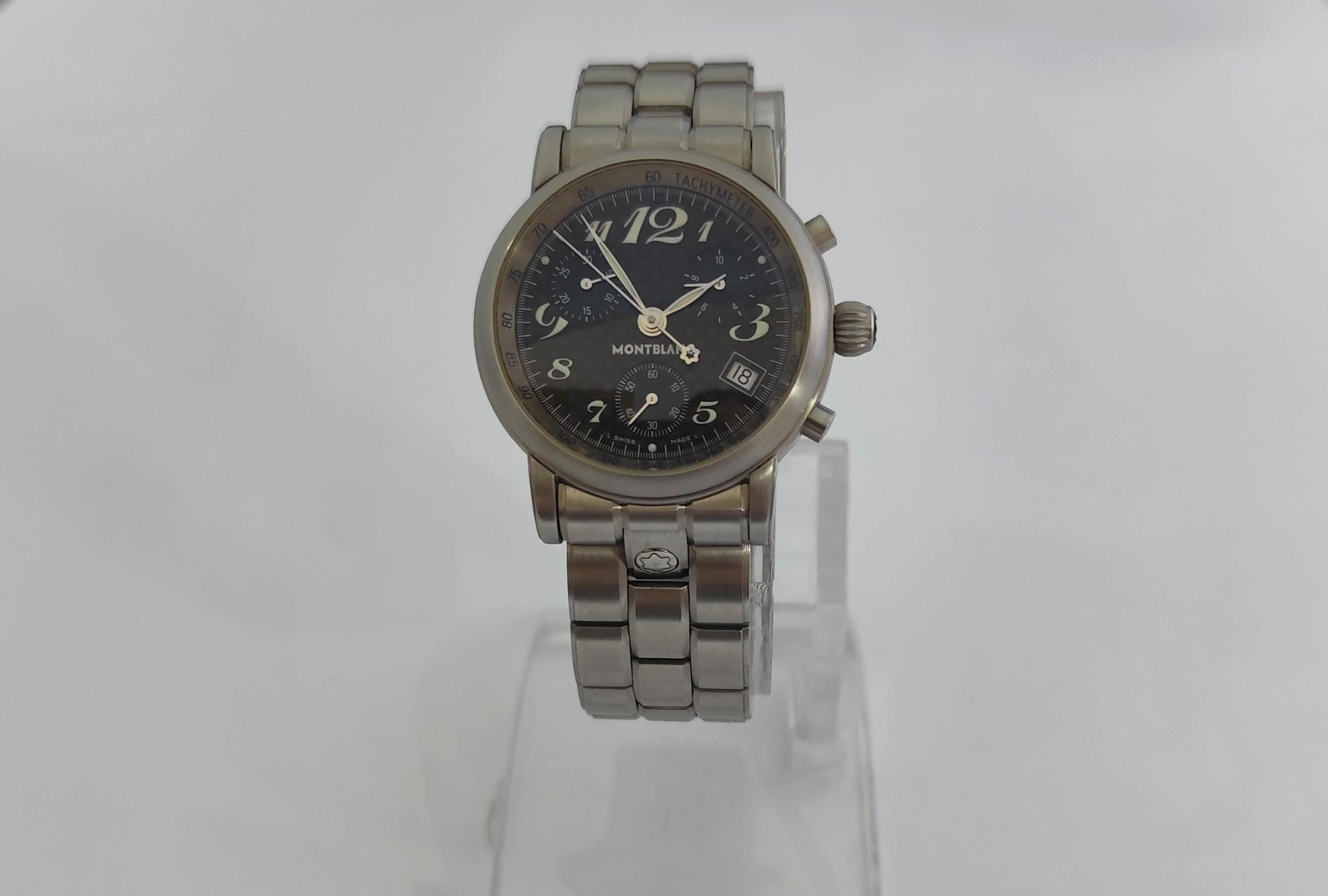 Montblanc Star Cronógrafo Star 7038 Esfera Negra Cronógrafo Acero Inoxidable Wat en venta 8