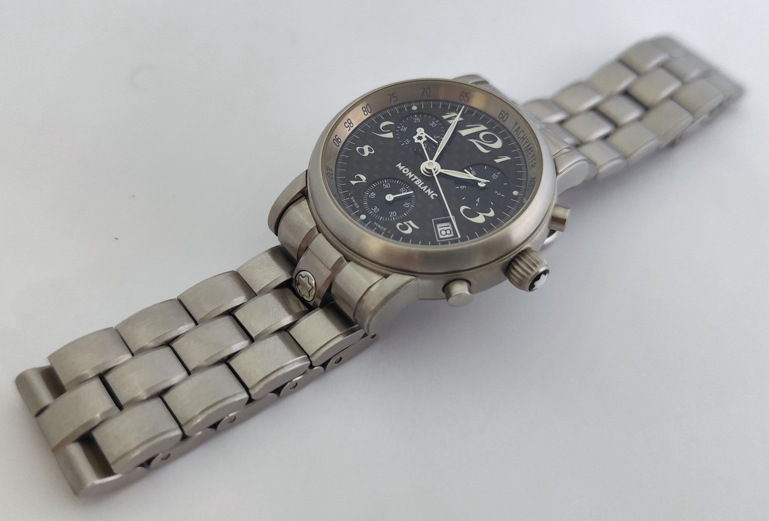 Montblanc Star Cronógrafo Star 7038 Esfera Negra Cronógrafo Acero Inoxidable Wat en venta 11