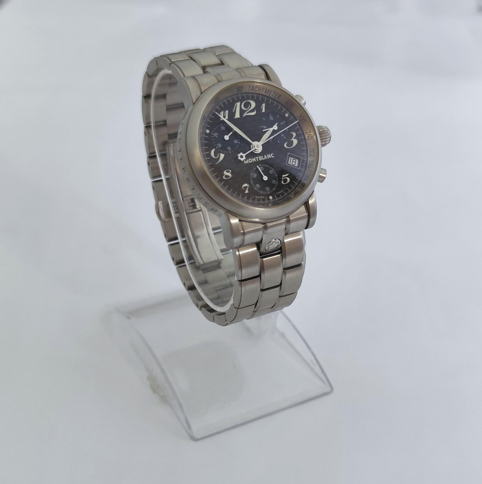 De los hombres Montblanc Star Cronógrafo Star 7038 Esfera Negra Cronógrafo Acero Inoxidable Wat en venta