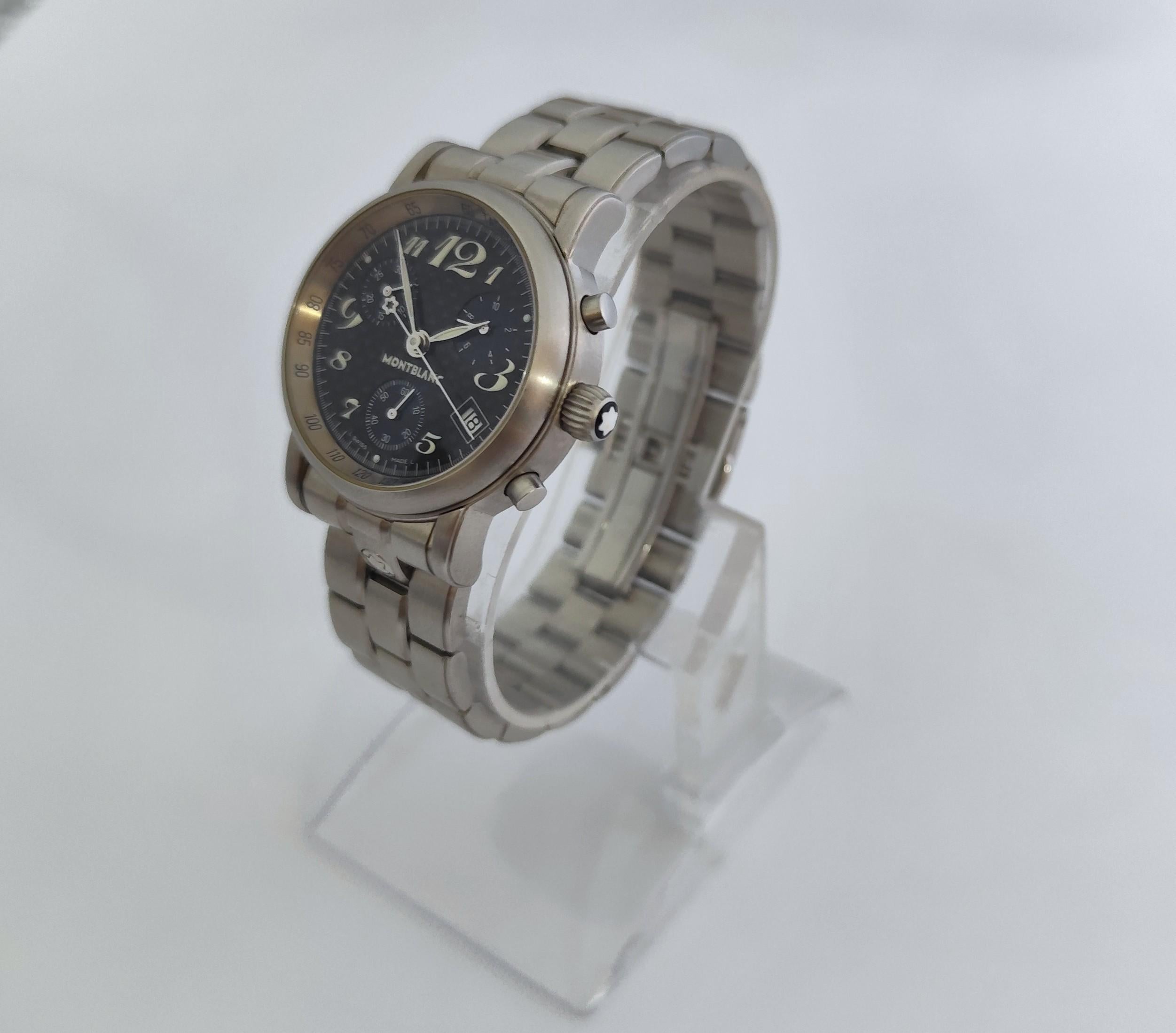 Montblanc Star Cronógrafo Star 7038 Esfera Negra Cronógrafo Acero Inoxidable Wat en venta 1