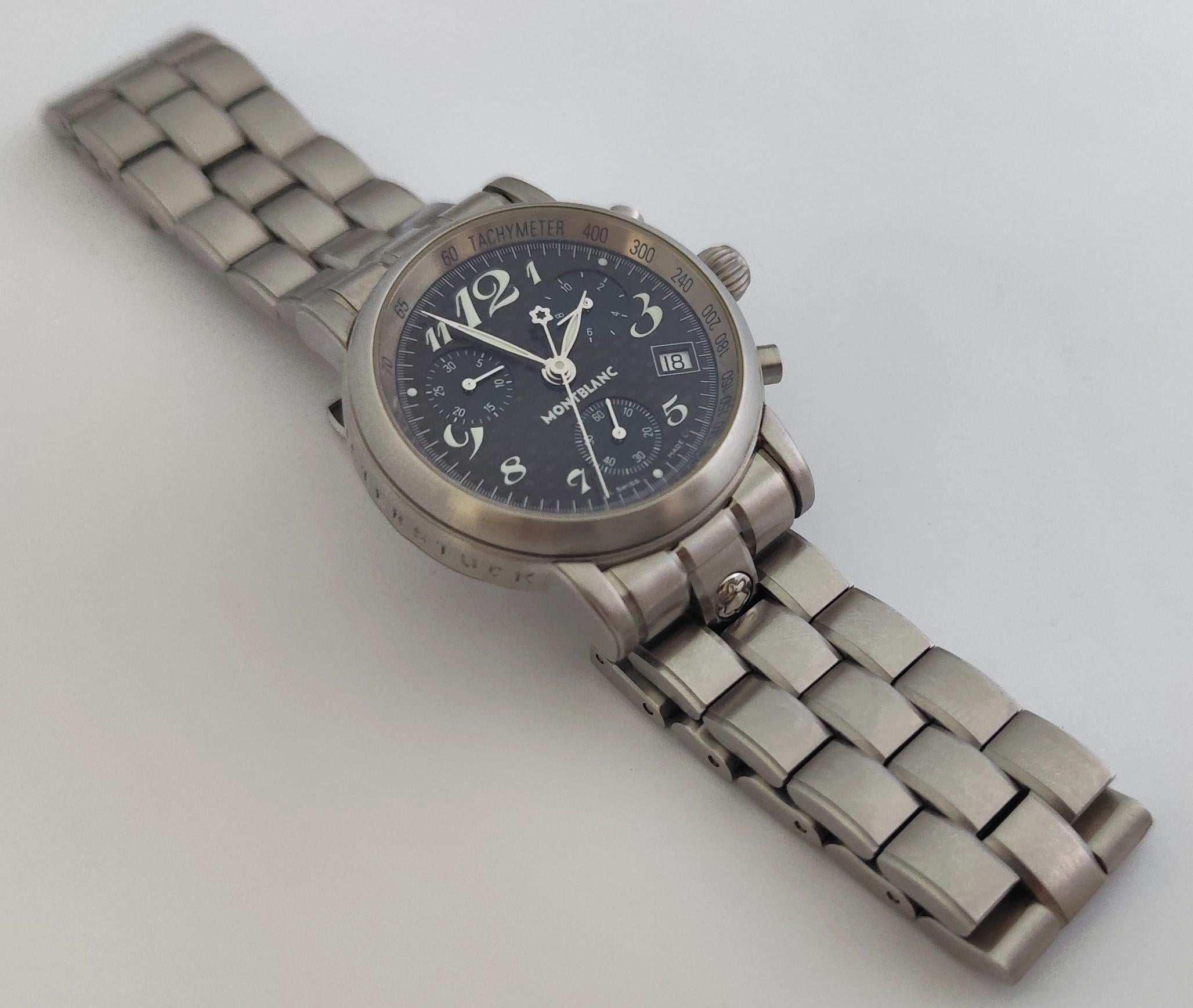 Montblanc Star Cronógrafo Star 7038 Esfera Negra Cronógrafo Acero Inoxidable Wat en venta 2