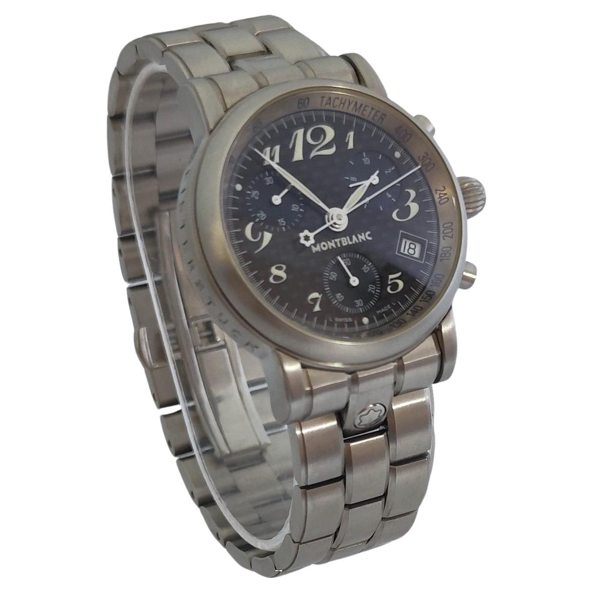 Montblanc Star Chronograph Star 7038 Black Dial Chronograph Stainless Steel Wat