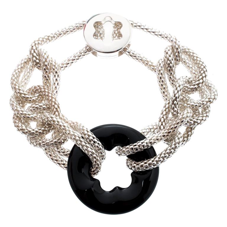 Montblanc Star Collection Onyx and Silver Chain Link Bracelet For Sale at  1stDibs