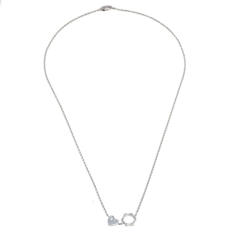 Montblanc Star Heart Charm Diamond 18K White Gold Necklace For Sale at ...