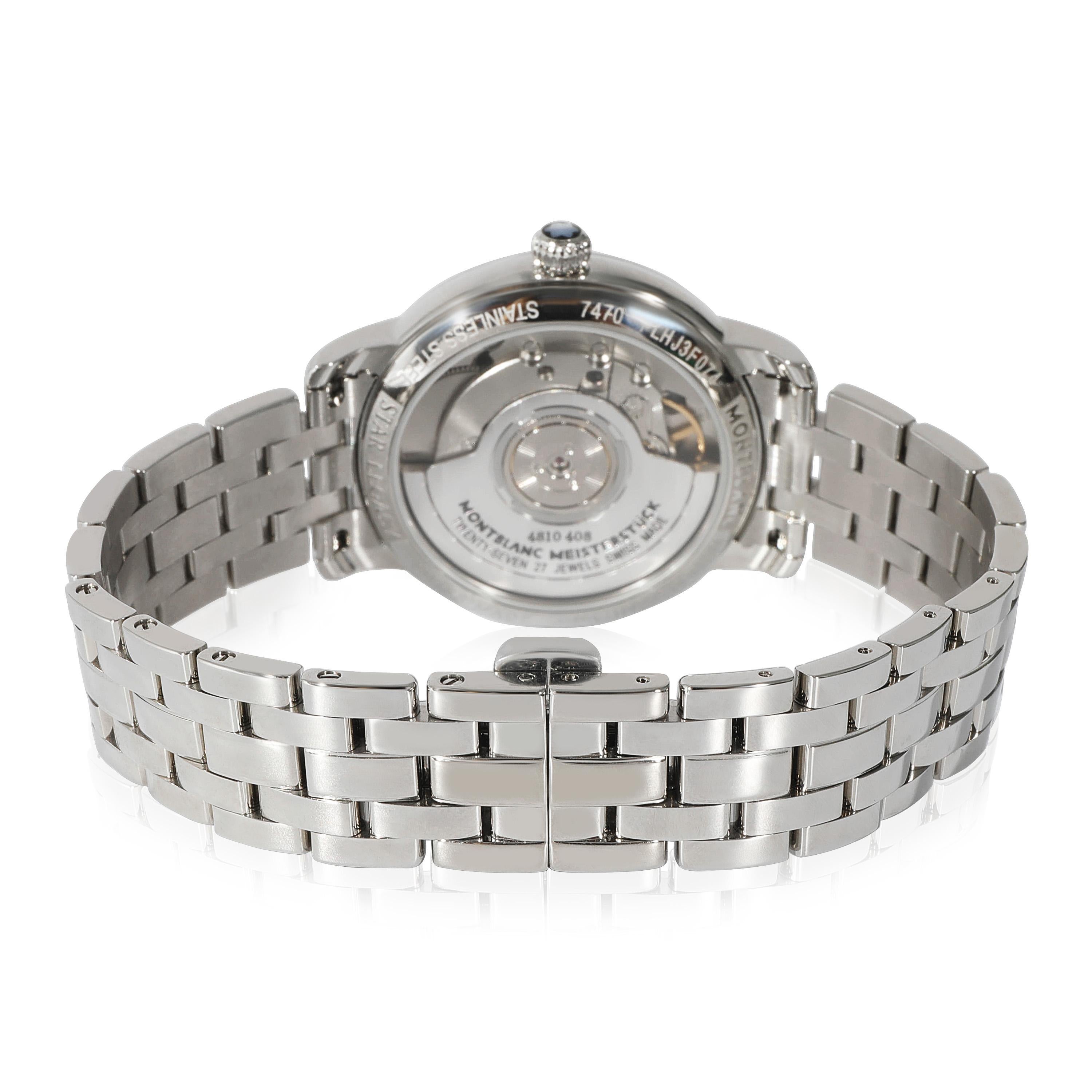 Montblanc Star Legacy 7470  118535 Women's Watch in  Stainless Steel

SKU: 132431

PRIMARY DETAILS
Brand: Montblanc
Model: Star Legacy
Country of Origin: Switzerland
Movement Type: Mechanical: Automatic/Kinetic
Year Manufactured: 2022
Year of